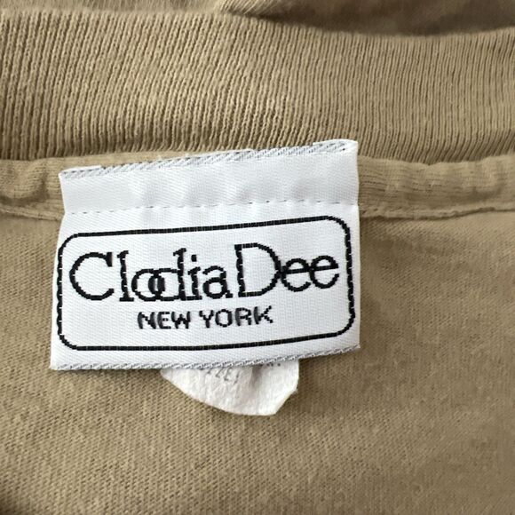 Vintage Clodia Dee Shirt Women Medium Brown Gold Cotton Animal Embroidered Tee - Picture 5 of 16